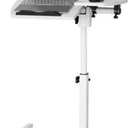 Gamork Gas Spring Adjustable Height Rolling Portable Laptop Desk, Mobile Standing Desk on Wheels, Small Sit Stand Desk with Laptop Stand/Cup Holder/Hook (White, 26"x19")