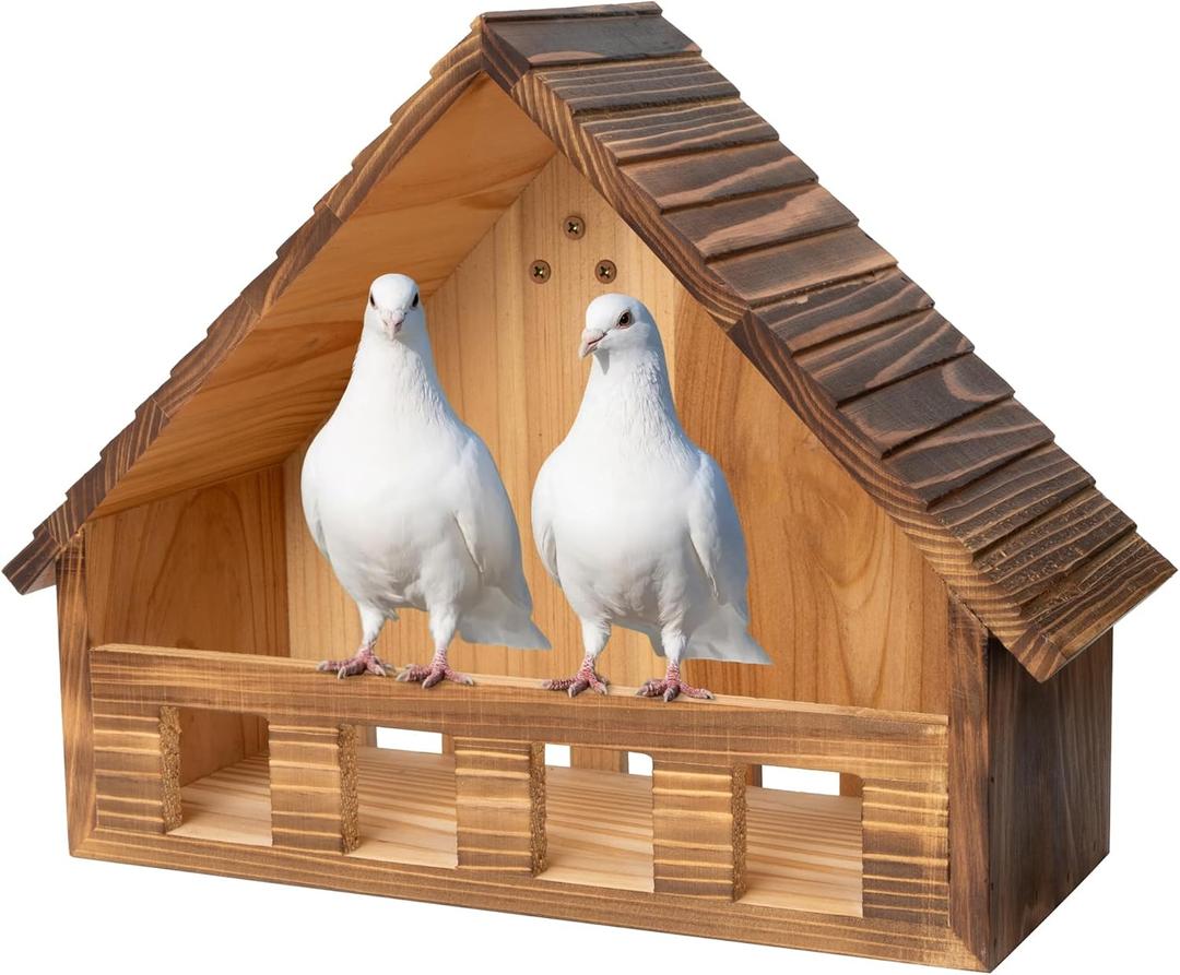 SWANGSA Mourning Dove Nesting Box, Carbonized Cedar Birdhouses for Outdoor Doves and Other Small Birds, 1 Pack