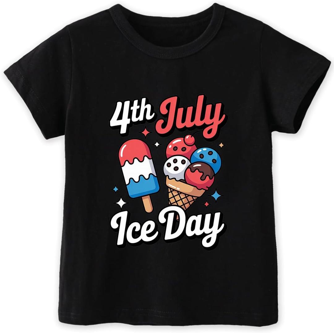 Habudda 4th of July Shirt Boys Girls Kids Toddler 250th USA Shirts Red White and Blue American Flag Independence Day Tee 2-8T (Black)
