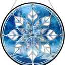 Christmas Snowflake Suncatcher Stained Glass Window Hanging by Clare Donovans Sun Catchers Colorful Ornament Gifts for Women Mom Wife Christmas Halloween Housewarming (16cm/6.3in)