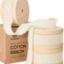 Vitalizart White Cotton Ribbon Handmade Fringe 5/8" x 21 Yd Cream Pure Natural Cotton Ribbons for Gift Wrapping Wedding Invites Bridal Shower Bouquets Holiday Decor