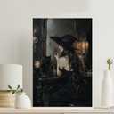 FWLBUGRA Witch lipstick print gothic bathroom wall art black cat dresser poster moody witch decor dark feminine canvas12x18in-Frameless