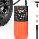 ETENWOLF S1 Tire Inflator Portable Air Compressor, 160PSI Air Pump for Car Tires, Bike, Motorcycle, Balls, Fast Inflation Tire Pump, Cordless bike Pump with LED Light & Digital Pressure Gauge (Orange)