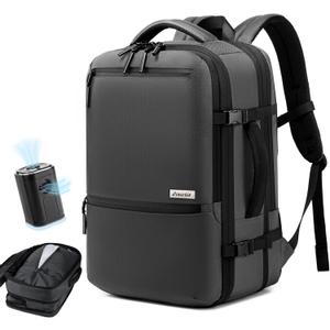 Dinictis Vacuum Seal Backpack 60L with Pump, Expandable Backpack with Vacuum Compression fits 17 inch Laptop, Water Resistant Carry On Suitcase Luggage suit for Short Trip and Business-Dark Grey