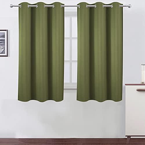 LEMOMO Oilve Green Blackout Curtains 38 x 54 Inch Length/Set of 2 Curtain Panels/Thermal Insulated Room Darkening Blackout Curtains LEMOMO Oilve Green Blackout Curtains 38 x 54 Inch Length/Set of 2 Curtain Panels/Thermal Insulated Room Darkening Blackout Curtains