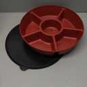 Divided Serving Tray with Lid – Snackle Box Container with Handle – Dishwasher & Microwave Safe – 6-Compartment Round Organizer for Fruits, Veggies, Candy & Nuts – Compact & Travel Friendly (10”)