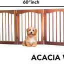 Tabago 3-Panel Foldable Freestanding Wooden Pet Gate 24"x20" – Expands up to 60", White & Natural Dog Gate for Small Pets, Stylish Indoor Barrier for Doorways & Hallways