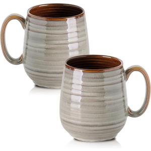HASENSE 20 Oz Coffee Mugs Set of 2, Porcelain Large Coffee Cups for Office and Home, Modern Coffee Mug with Big Handle for Latte Coffee Tea Soup as Friend Gifts, Dishwasher and Microwave Safe (Grey) (2 Count (Pack of 1)  