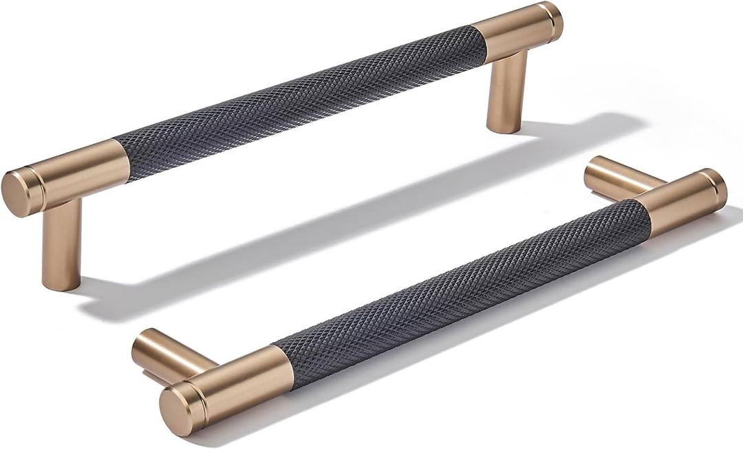 khtumeware 10 Pack 6 Inch(152mm) Aluminum Handles Knurled Black and Champagne Bronze Cabinet Pulls Drawer Pulls Kitchen Hardware Kitchen Handles for Cabinets Cupboard Handles