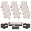 12Pcs Patio Cushion Covers Waterproof, Outdoor Cushion Covers, Stretch Outdoor Couch Covers, Patio Couch Slipcovers, Patio Cushion Covers Replacement, Outdoor Chair Cushion Covers (Off-White)