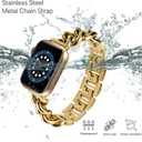 ALAMHI Compatible With Apple Watch Band 38mm 40mm 41mm 42mm 44mm 45mm 49mm, Gold Cowboy Chain Stainless Steel Metal Wristband Women Men Replacement for iWatch SE Series Ultra/9/8/7/6/5/4/3/2/1