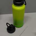 Insulated Water Bottle, 32 oz Stainless Steel Wide Mouth Water Bottles with 2 Leak Proof Lid and Paracord Handle, Double Wall Vacuum Insulated Sports Water Bottle, Gradient Green