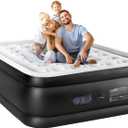 Sweetcrispy Queen Air Mattress - 18" Inflatable Blow Up Airbed with Built-in High Capacity Pump, Double Height, Non-Slip Bottom Design, Weight Capacity 660 lbs Air Bed for Home or Camping, Black