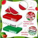 Blulu 6 Pcs Watermelon Tiered Tray Decor Rustic Farmhouse Summer Wooden Bead Garland with Tassels Hello Sweet Summer Book Stack Gift for Kitchen Table Centerpiece Shelf Mantel Decorations Home Decor