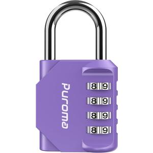 Puroma 1 Pack Combination Lock for Locker 4 Digit Outdoor Waterproof Padlock for School, Gym, Sports, Fence, Toolbox, Gate, Case, Outdoor, Hasp Storage (Purple)