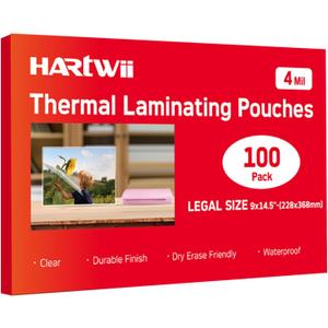 100Pack Legal Size Laminating Sheets 4Mil-8.5"x14" (9x14.5) Laminating Pouches No Bubble Thermal Laminating Sheets for Documents, Menus, Certificates & School/Office Use