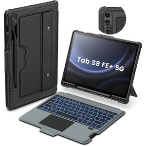 Nillkin for Samsung Galaxy Tab S9 FE Plus Detachable Keyboard Case with 7 Backlit, Kickstand, Trackpad, S Pen Holder, for Samsung Tablet S9 FE+ Keyboard 12.4 inch