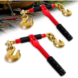 Ratchet Chain Binders 1/2'' - 5/8'' | 2-Pack Load Binders w/Clevis Hooks | 13,000 Lbs Working Load | Compatible with G43, G70 & G80 Chains | Secure Tie Down Binder for Hauling and Towing