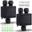2 Pcs Waterproof Junction Box Ip68 Outdoor 3 Way Plug Line M25 Plastic Wire External Electrical Junction Box Outdoor Cable Connector for Diameter Cable 5-9mm, 9-12mm, 10-14mm