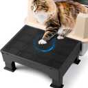 Adjustable Cat Litter Box Step Ramp, Elevated Cat Step Stair for Litter Box with Base, Filter Function, Non-Slip, Easy-to-Clean Pet Toilet Ramp Pedal for Kittens, Old Cats (Black)