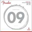Fender Super 250 Electric Guitar Strings, Nickel Plated Steel, Ball End, 250L .009-.042, 3-Pack