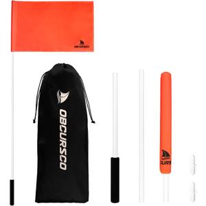 48-Inch Orange Boat Flag with Pole, Floatable 12"x 18" Water Ski Flag, 3-Section Skier Down for Safety, Watersports, Wakeboard, Kneeboard, and Towable Tube