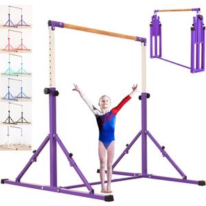 MARFULA 4FT/5FT Gymnastic Bar Set Gymnastics Kip Bar with 5 Ft Length 4Ft Inner Width 5ft Adjust Height Gymnastics Training Bar Equipment for Kids Professional Training Home and Club Use