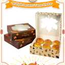 qiqee Thanksgiving Cookie Boxes with Window For Gift Giving Fall Treat Boxes 10x10x2.5 inch 30Packs Pie Donut Bakery Box