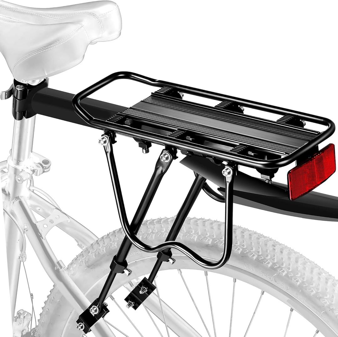 Rear Bike Rack,Bike Cargo Rack w/Fender & Large Size Reflective,Quick Release Mountain Road Bicycle Rear Racks,Universal Bike Luggage Rack,Large Capacity Bike Pannier Rack