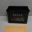 TeamFar Bread Box with Wooden Lid, 13.1” x 7.2” x 9.7” Metal Bread Container Storage Holder for Family Farmhouse Kitchen Countertop, Powder-Coated & Healthy, Large Capacity & Classic Pattern (Black)