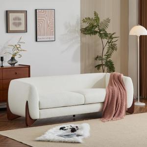 Christopher Knight Home 82 Inches Sofa Couch, Cozy 3-Seater, Boucle Fabric, Wood Frame, Beige
