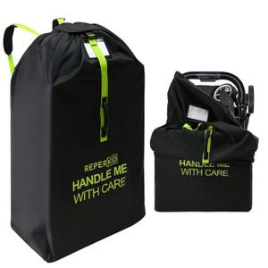 reperkid Large Stroller Bag for Airplane Travel, Black & Green, 47" H x 24" W x 15" D, Fits Most Large, Single, Double, Jogging Strollers  Premium Waterproof Cover, Adjustable Shoulder Straps