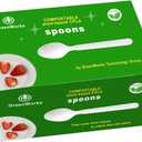 GreenWorks Heavy-duty Compostable Spoons,BPI Certified,100 Count Large Disposable Cutlery Spoons