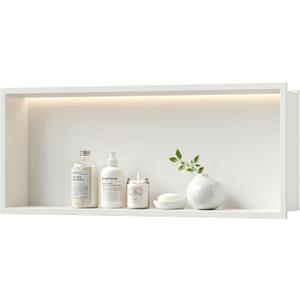 Neodrain White LED Shower Niche, 30"×12", No Tile Needed Niche for Bathroom