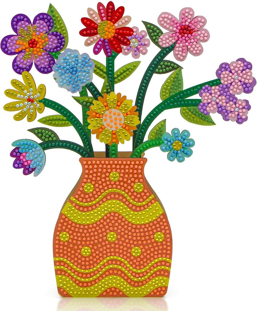 geesfayan Diamond Art Kits for Adults, DIY Vase Diamond Art, Diamond Painting Kit, Ideal Desktop Ornaments & Thoughtful Female Gifts