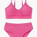 Girl's 2 Piece Swimsuit Solid Spaghetti Strap Bikini Sets Beach Bathing Suit Swimwear for Teen Girls 11-12Y