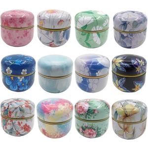 12-Pack Empty Tea Tin Can Candle Containers Loose Tea Tin Box With Lid Sealed Jar Scented Tea Storage Metal Coffee Candy Cans Gift Storage Jewelry Boxes Round Can