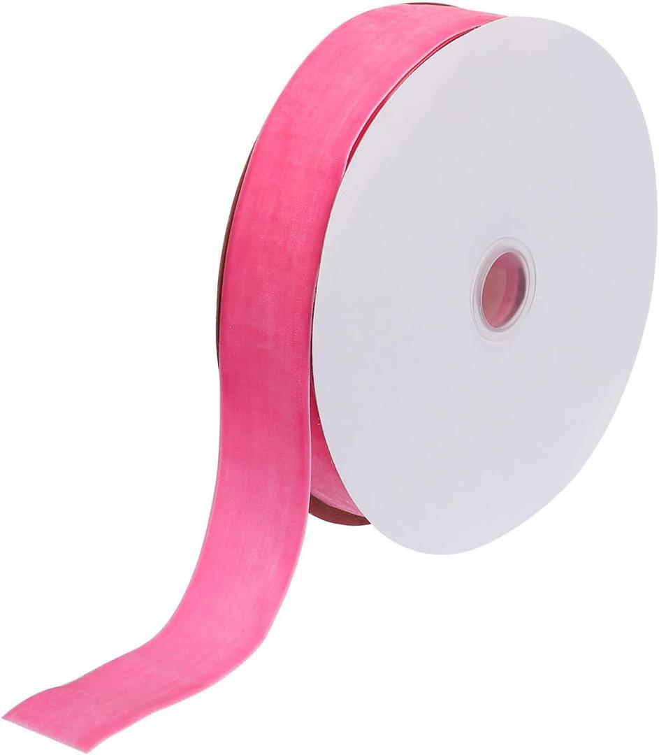 MECCANIXITY Velvet Ribbon 1 1/2 Inch x 10 Yard Single Face Spool Silky Velvet Fabric for Bouquets DIY Crafts Gift Wrapping Wedding Party Pink