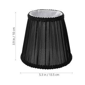 Lurrose Black Decor Lamp Shades Cloth Lamp Shade Covers, Clip On Bulb Lamp Shade Fabric Lampshade with Harp Pleated Cone for Table Chandelier Wall Lamp, Black Drum Lamp Shades Vintage Decor