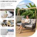 Outdoor/Indoor Swing Replacement Cushion, 2 or 3 Seats Bench Cushions with Backrest, Thicken 4" Recliner Seat Pad for Garden/Patio, Waterproof Premium Tufted Cushion with Ties(Light Grey-47x40x4in)