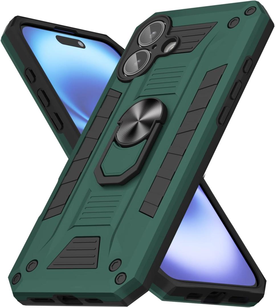 oakxco for Motorola Moto G Play 2024/ Moto G 5G 2024 Case with Magnetic Ring Stand Holder, Rugged Military-Grade Camera Protection Phone Case with Kickstand, Heavy Duty Hard Shell Cover, Dark Green