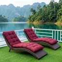 Pinkunn 4 Pcs Outdoor Chaise Lounge Cushion 76 x 22 x 5 Inch Pool Waterproof Foam Patio Lounge Chair Cushion Beach Patio Replacement Cushion for Summer Patio Furniture(Wine Red), 76inch x 55inch x 13inch
