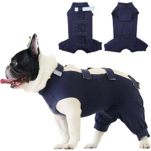 IECOii Dog Recovery Suit - Soft Surgical Onesie for Post-Surgery Dogs, Protects Abdominal and Rear Leg Wounds, Stops Licking, L-Blue (Large(Chest:22.8-27.2 in))