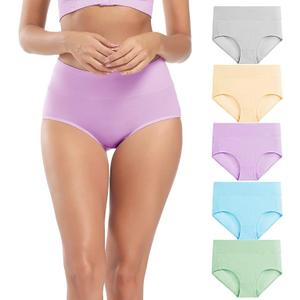 Molasus Women's Cotton Underwear High Waisted Full Coverage Ladies Panties, Size: Medium