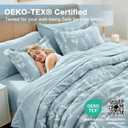 MUXHOMO Mineral Blue Cal King Comforter Set, Elegant Floral Print Bed in a Bag 7 Pieces, Ultra Soft & Breathable Reversible Botanical Pattern Bedding Set with Comforter, Sheets, Pillowcases, and Shams