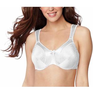 Bali Women's Minimizer Bra, Satin Tracings Underwire Bra, Bustline Slimmer, Full Coverage Bra (42DDD, White)