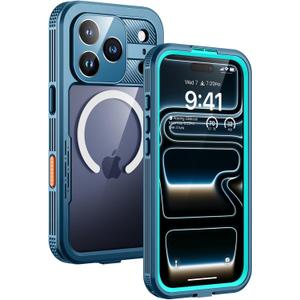 Lanhiem Magnetic for iPhone 17 Pro Max Case, IP68 Waterproof, Dustproof, Compatible with Magsafe, Built-in Screen Protector, Full Body, Heavy Duty, Rugged Phone Cover, 6.9 inch, Blue
