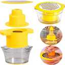 Corn Stripper, Corn Peeler with Measuring Container, 2-in-1 Kernel Cutter and Grater for Garlic Ginger, Yellow