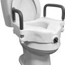 ProBasics E-Z Lock Raised Toilet Seat with Handles, 4.5" Toilet Seat Riser with Arms, Fits Most Elongated and Round Toilets, Handicap Toilet Seat, Elevated Toilet Seat, Handicap Toilet Seat - White