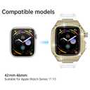 Bling Diamond Case with Band for Apple Watch 46mm 45mm 45mm 42mm, Compatible with Iwatch Series 11 10 9 8 7 6 5 4 SE3 2 1, Gold Case and Correa Para Apple Watch, Luxury Apple Watch Band for Man (Gold White, 46mm)